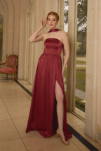 Fashion A-line Rounded strapless Neck Sleeveless Up Floor-Length Prom Dress