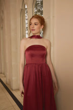 Fashion A-line Rounded strapless Neck Sleeveless Up Floor-Length Prom Dress