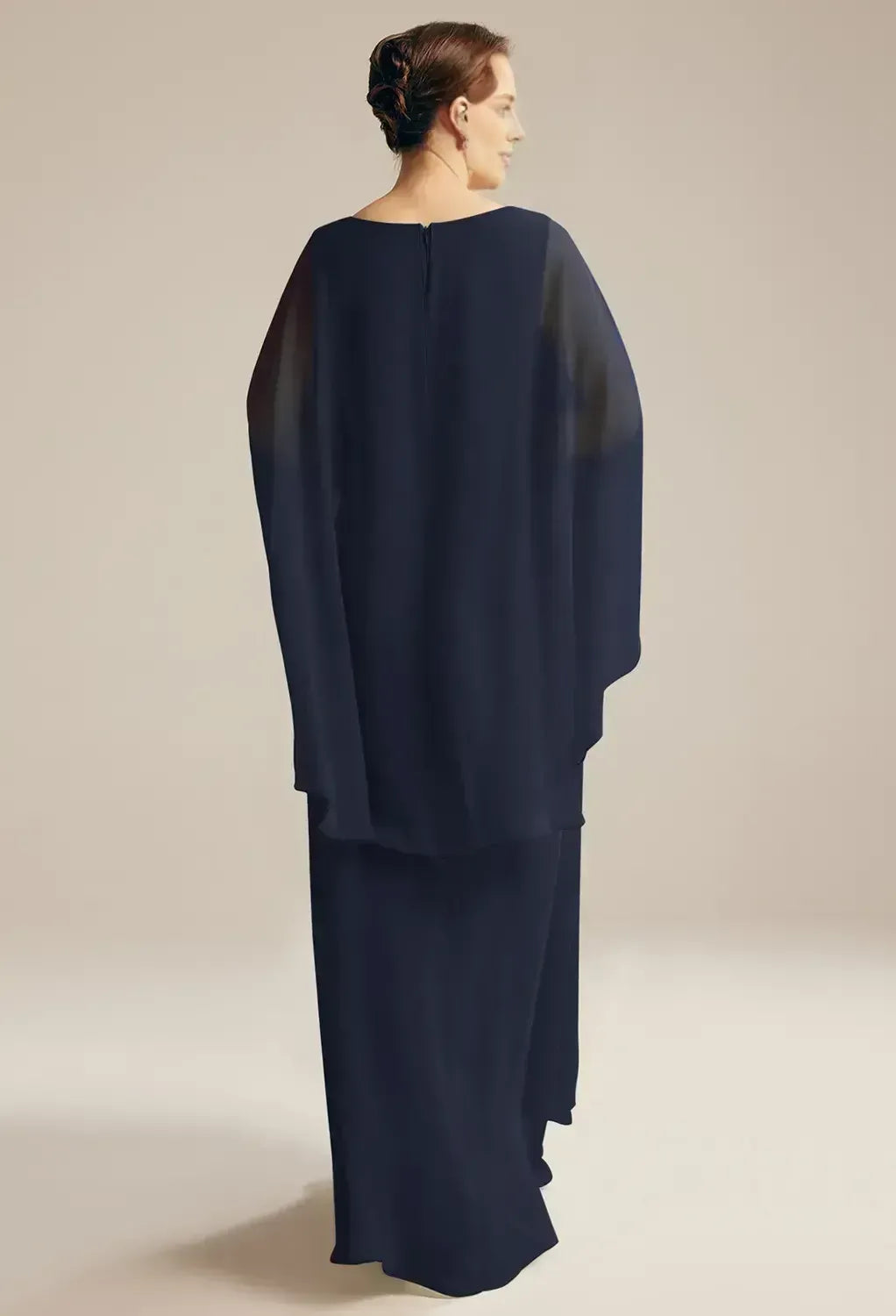 Fashion A-line V Neck Butterfly Sleeves Pleated Floor Length Mother of the Bride Dress