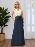 Fashion A-line V Neck Sleeveless Appliques Floor-Length Mother of the Bride Dress