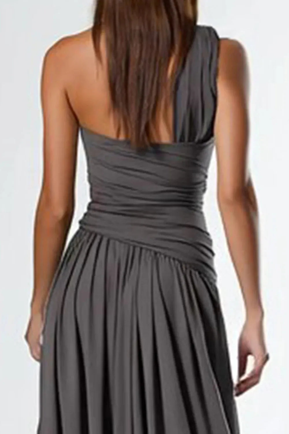 Fashion A Line One Shoulder Sleeveless Backless Slit Floor-Length Prom Dress