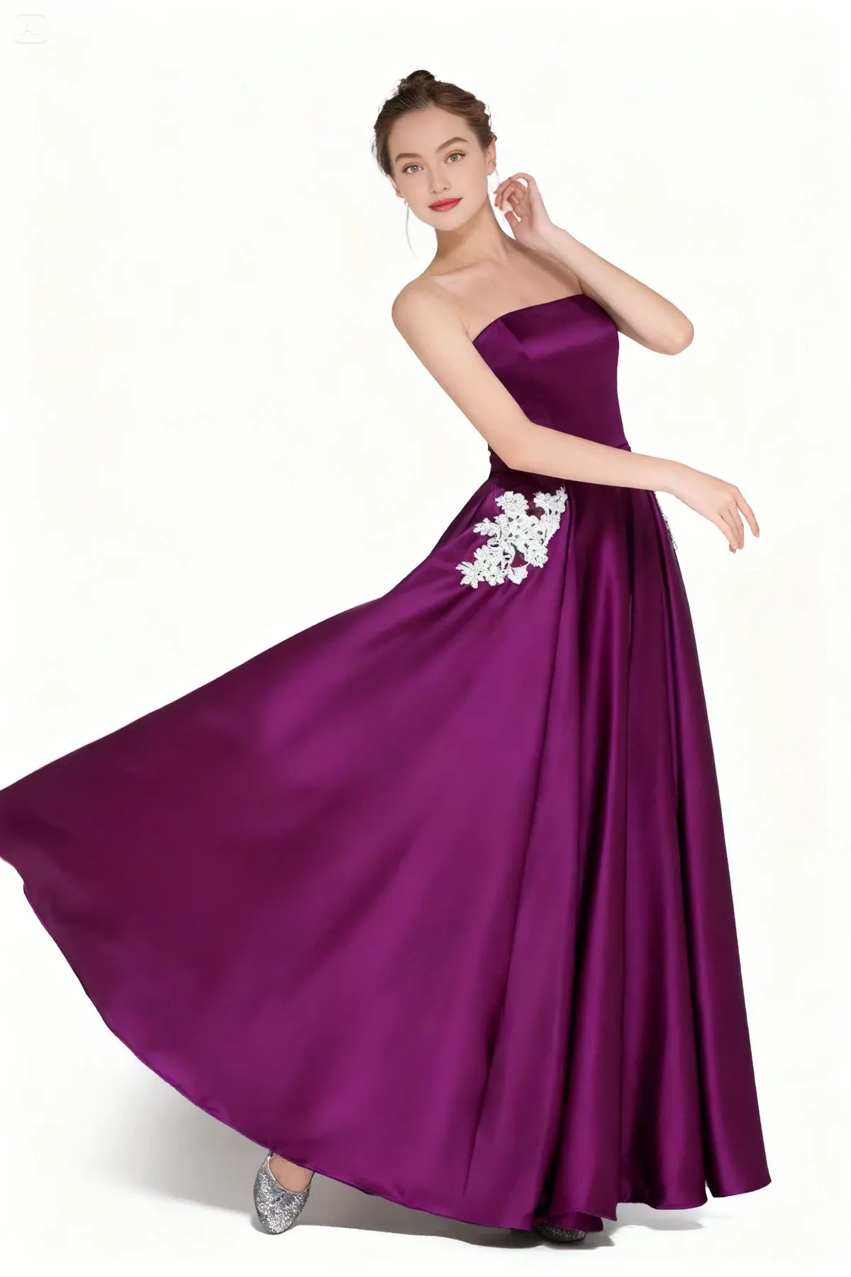 Fashion A Line Strapless Sleeveless Floor-Length Prom Dress