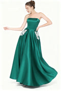 Fashion A Line Strapless Sleeveless Floor-Length Prom Dress