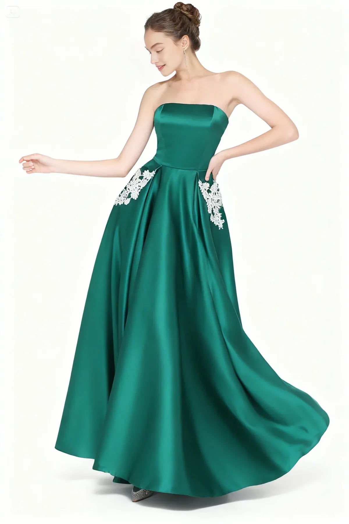 Fashion A Line Strapless Sleeveless Floor-Length Prom Dress