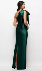 Fashion Column One-Shoulder Sleeveless Backless Floor-Length Mother of the Bride Dress