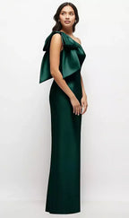 Fashion Column One-Shoulder Sleeveless Backless Floor-Length Mother of the Bride Dress