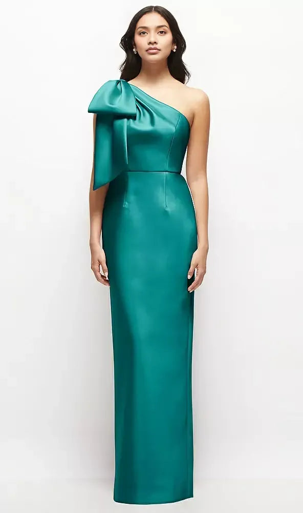 Fashion Column One-Shoulder Sleeveless Backless Floor-Length Mother of the Bride Dress