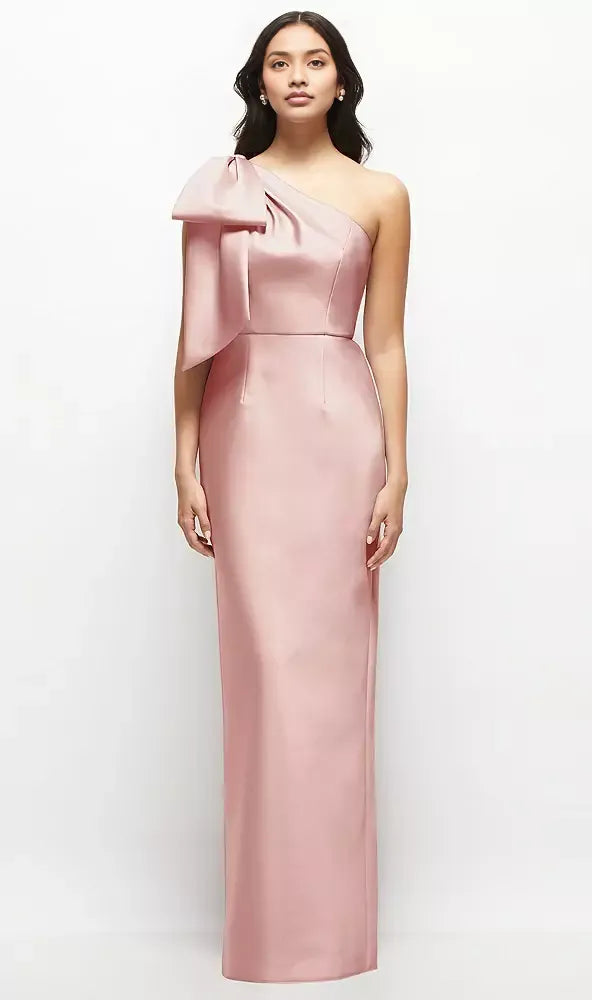 Fashion Column One-Shoulder Sleeveless Backless Floor-Length Mother of the Bride Dress