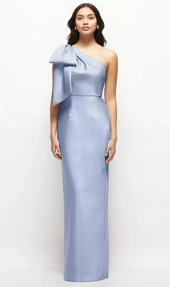 Fashion Column One-Shoulder Sleeveless Backless Floor-Length Mother of the Bride Dress