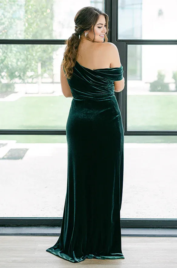 Fashion Fitted Asymmetrical Neck Sleeveless Floor-Length Plus Size Prom Dress