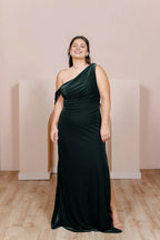 Fashion Fitted Asymmetrical Neck Sleeveless Floor-Length Plus Size Prom Dress