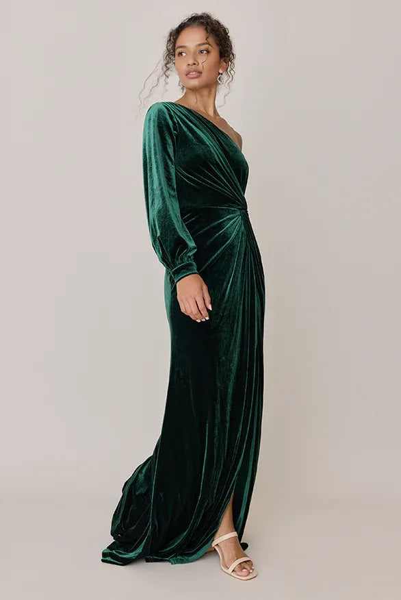 Fashion Fitted Asymmetrical Neck Sleeveless Floor-Length Prom Dress