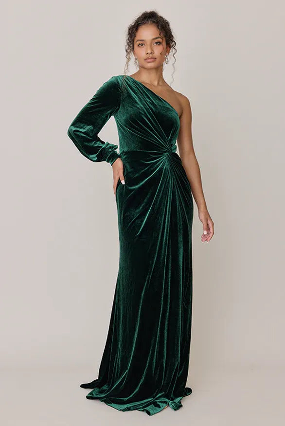 Fashion Fitted Asymmetrical Neck Sleeveless Floor-Length Prom Dress