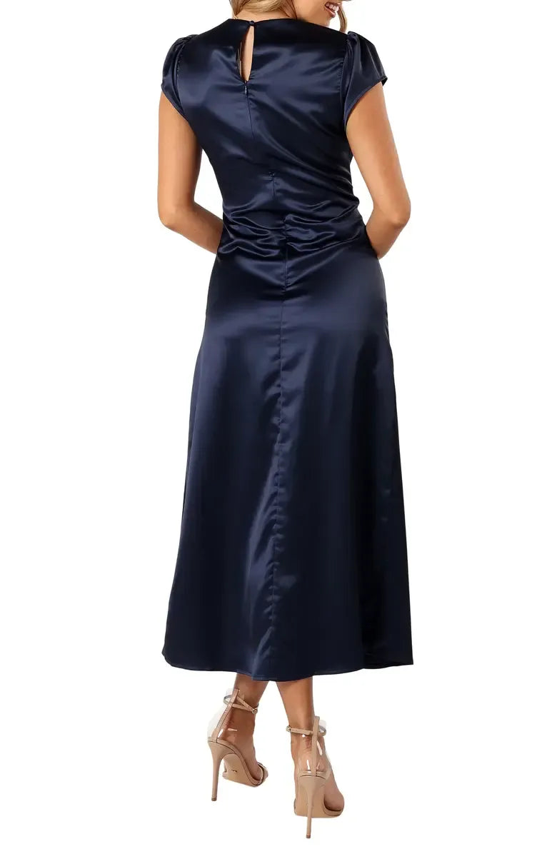 Fashion Fitted High Neck Short Sleeve Ankle-Length Prom Dress