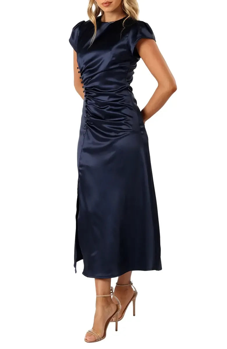 Fashion Fitted High Neck Short Sleeve Ankle-Length Prom Dress