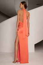 Fashion Fitted High Neck Sleeveless Backless Floor-Length Prom Dress