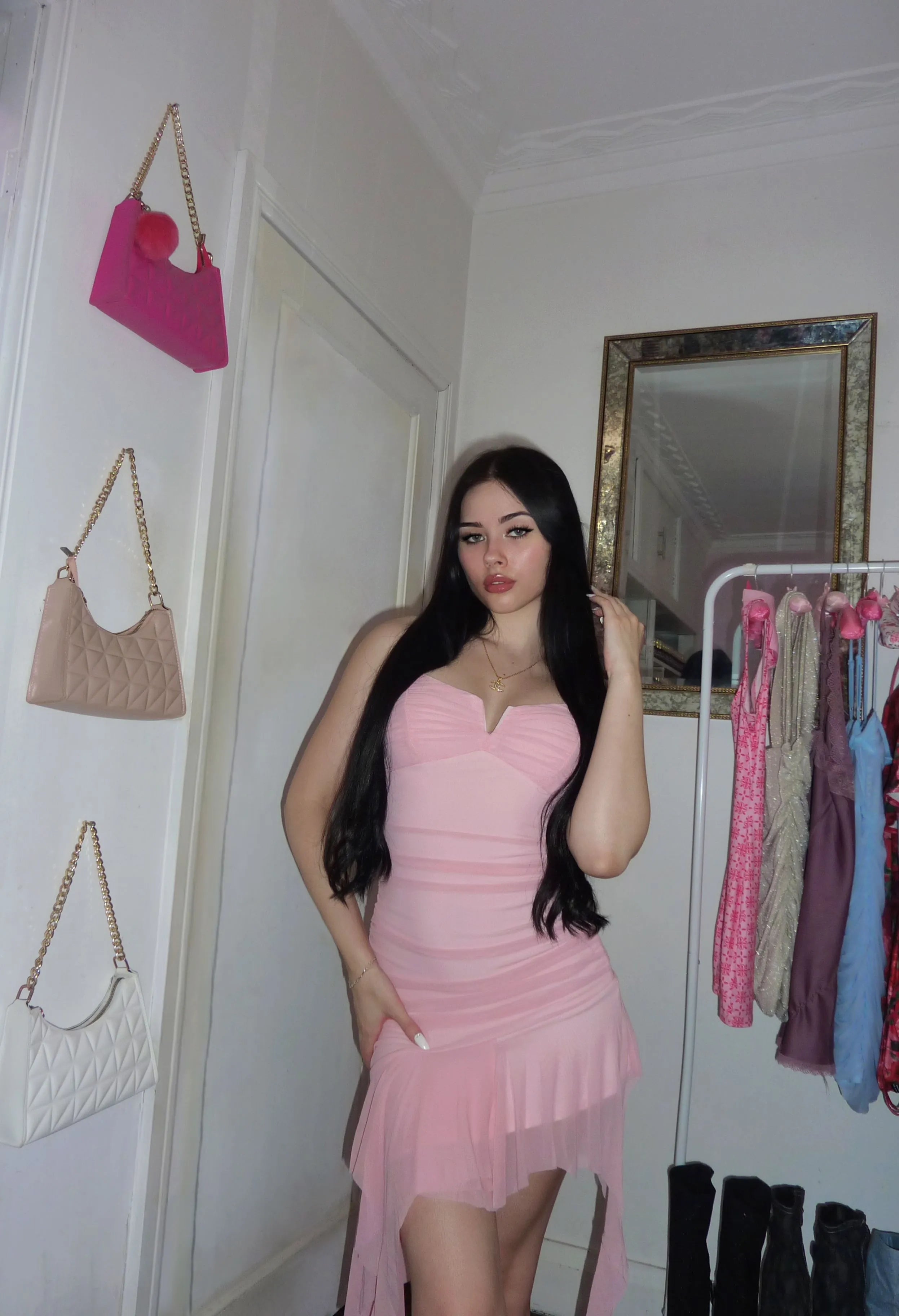 Fashion Fitted Spaghetti Straps Sleeveless Pleated Ruffles Asymmetrical-Length Homecoming Dress