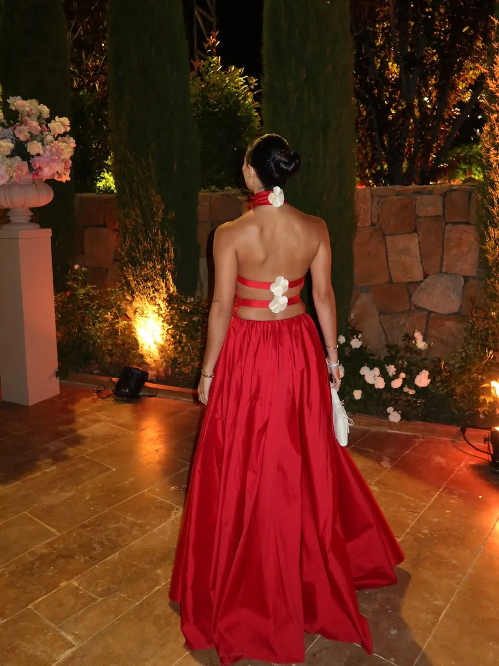 Fashion Halter Neck Sleeveless A-Line Pleated Floor-Length Party Dress
