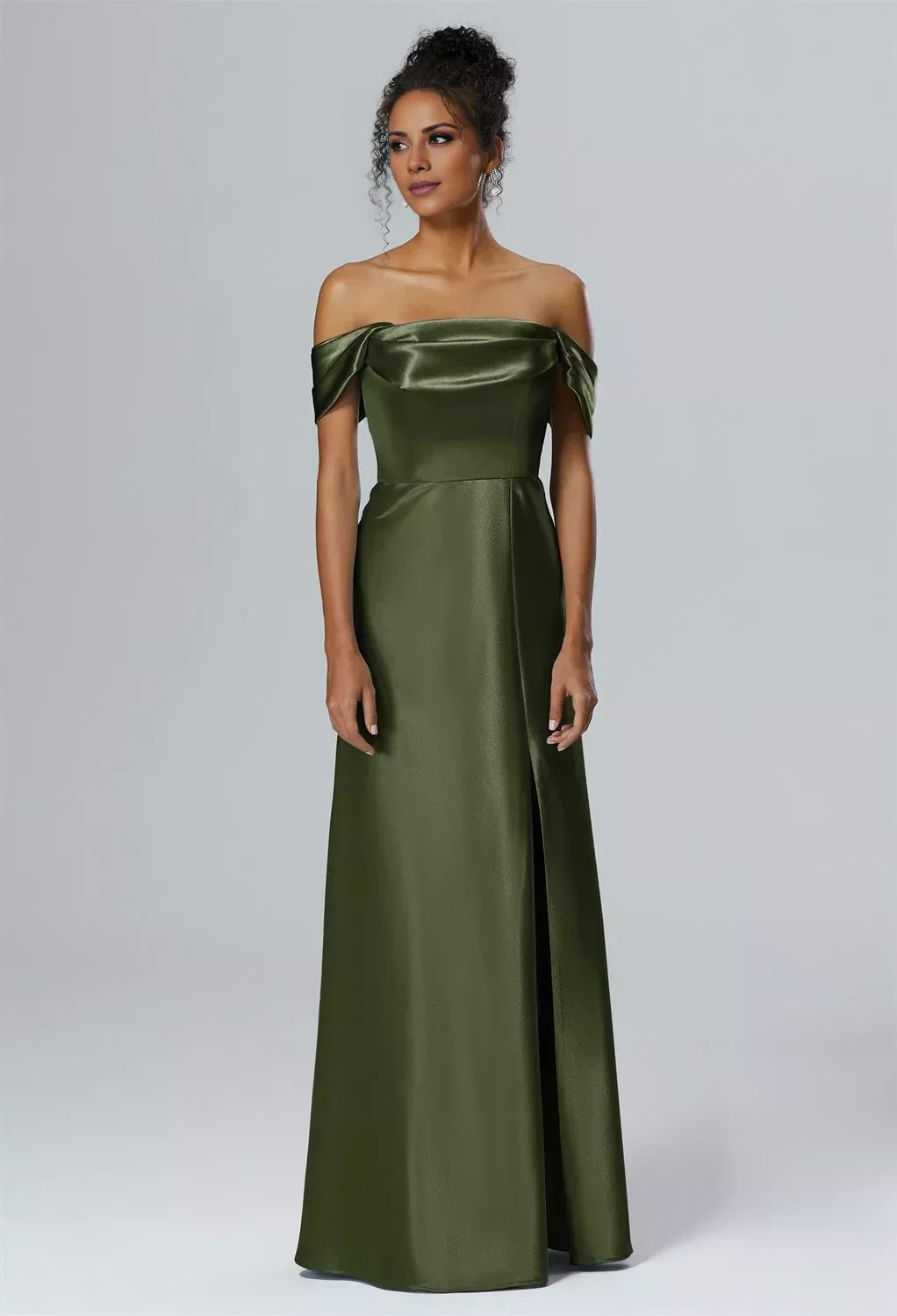 Fashion Mermaid One Shoulder Neck Sleeveless Side Slit Back Zip Floor Length Bridesmaid Dresses