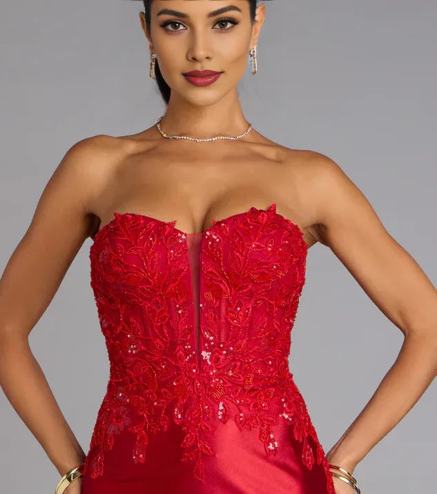 Fashion Mermaid Strapless Neck Sleeveless Zipper Up Sweep/Brush Train Prom Dress