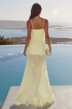 Fashion Mermaid/Trumpet Square Neck Sleeveless Backless Split Floor-Length Prom Dress