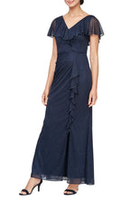 Fashion Mermaid V Neck Capelet Sleeve V Back Floor-Length Mother of the Bride Dress