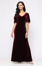 Fashion Mermaid V Neck Short Sleeve Floor-Length Mother of the Bride Dress