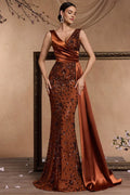 Fashion Mermaid V Neck Sleeveless Appliques Floor-Length Prom Dress