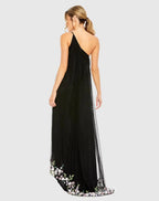 Purple Dress Fashion One Shoulder Embellished Trapeze Maxi Dress Evening Dress A-Line Sleeveless Asymmetrical Neck Prom Dress