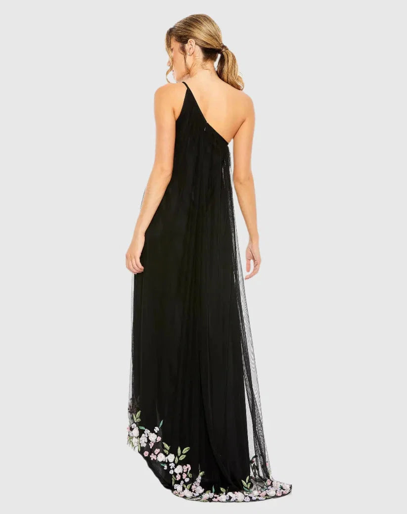 Purple Dress Fashion One Shoulder Embellished Trapeze Maxi Dress Evening Dress A-Line Sleeveless Asymmetrical Neck Prom Dress