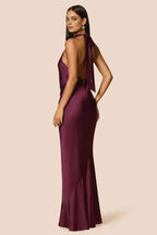Fashion Sheath/Column High Neck Halter Sleeveless Low Back Floor-Length Evening Dress