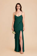 Fashion Sheath/Column Spaghetti Straps Sleeveless Satin Slit Maxi Bridesmaid Dress