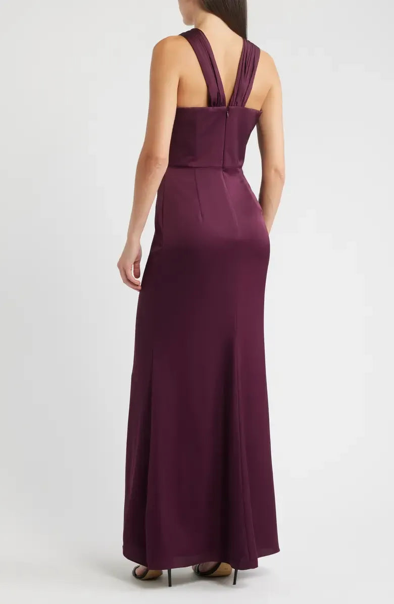 Fashion Sheath Halter Neck Sleeveless Zipper Up Floor-Length Prom Dress