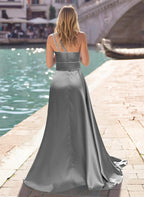 Fashion Sheath One-Shoulder Sleeveless Ruffle Sweep Train Prom Dress