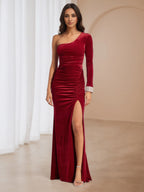 Fashion Sheath One Shoulder Sleeveless Open Back Sweep/Brush Train Prom Dress