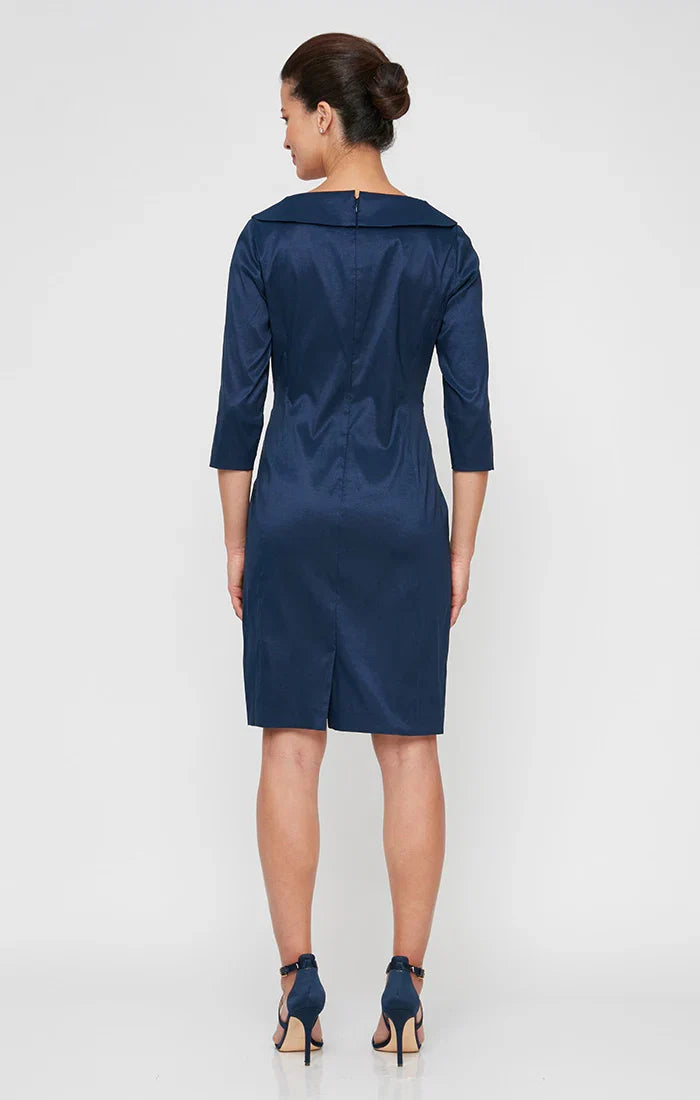 Fashion Sheath V Neck Long Sleeve Zipper Up Knee-Length Mother of the Bride Dress