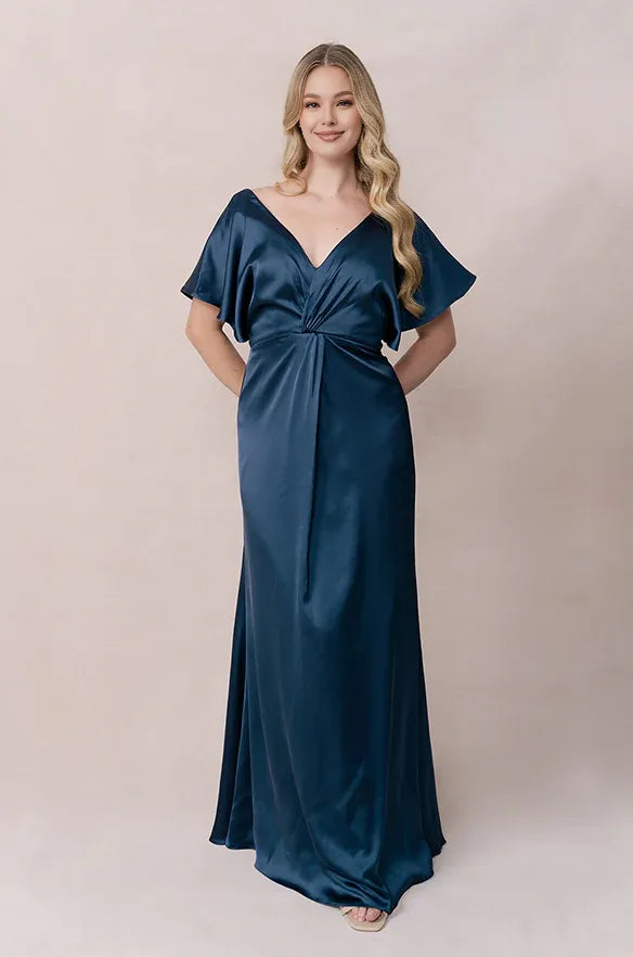 Fashion Sheath V Neck Short Sleeve Floor-Length Prom Dress