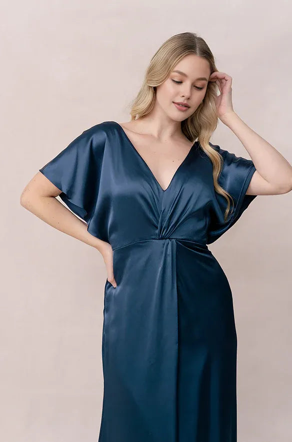 Fashion Sheath V Neck Short Sleeve Floor-Length Prom Dress