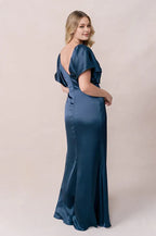 Fashion Sheath V Neck Short Sleeve Floor-Length Prom Dress