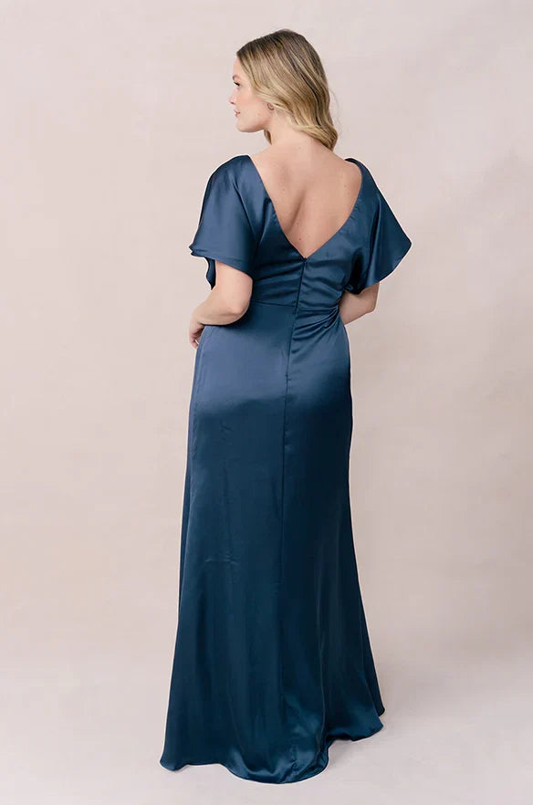 Fashion Sheath V Neck Short Sleeve Floor-Length Prom Dress