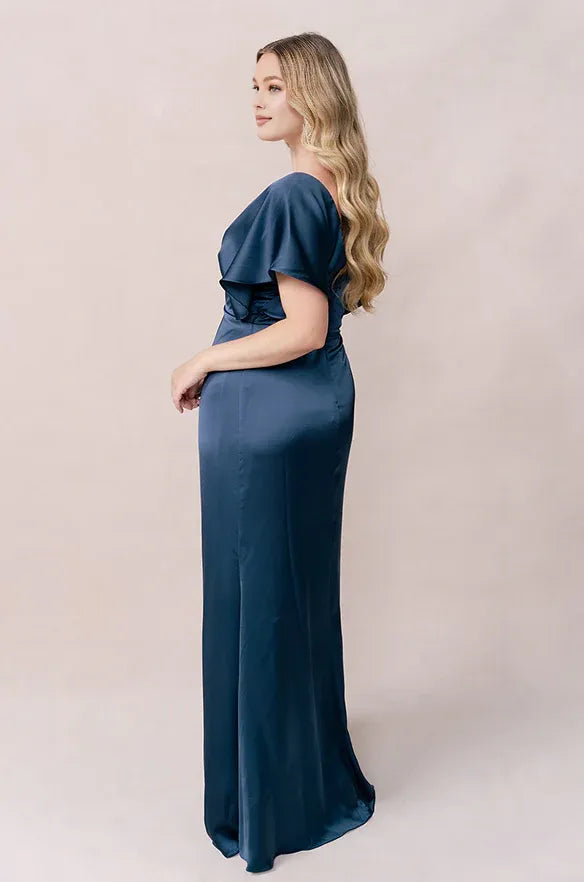 Fashion Sheath V Neck Short Sleeve Floor-Length Prom Dress