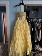 Fashion Strapless Sleeveless A-Line Tiered Split Long Prom Dress