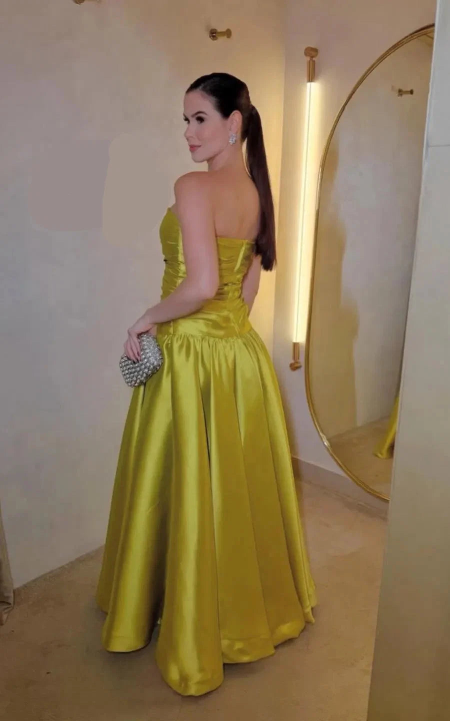 Fashion Strapless Sleeveless A Line Pleated Floor-Length Party Dress
