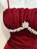 Fashion Strapless Sleeveless Sheath Crystal Floor-Length Prom Dress