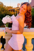 Fashion Strapless Sleeveless Tight Ruffles Short/Mini Homecoming Dress