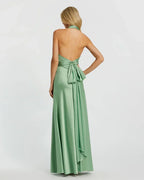 Fashion A-Line Halter Neck Sleeveless Backless Floor-Length Prom Dress