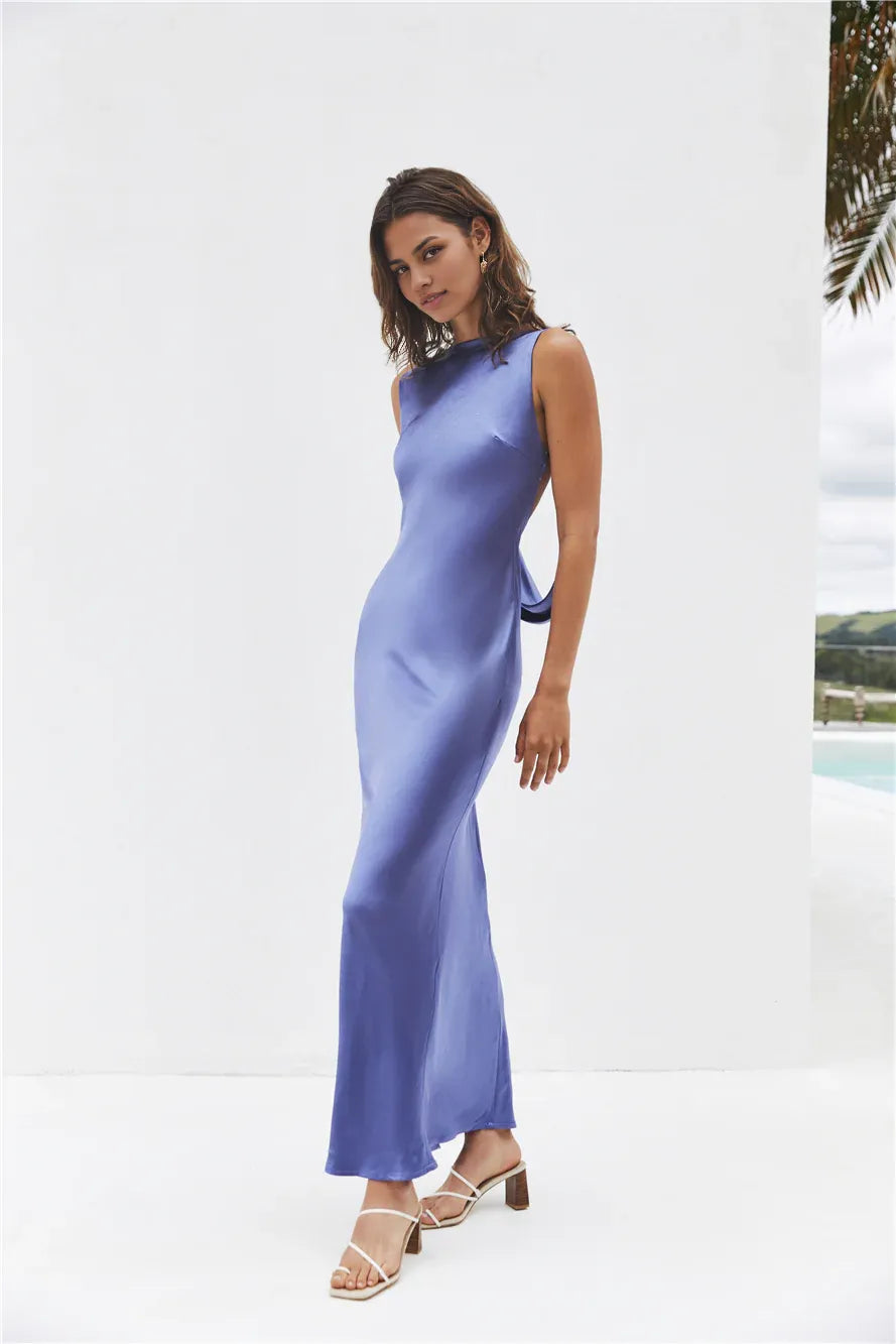 Fashion Boat Neck Low Open Back Pleated Floor-Length Dress Emerald Mermaid Sleeveless Solid Color Prom Dress