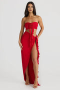 Fitted Strapless Sleeveless Backless Floor-Length Prom Dress
