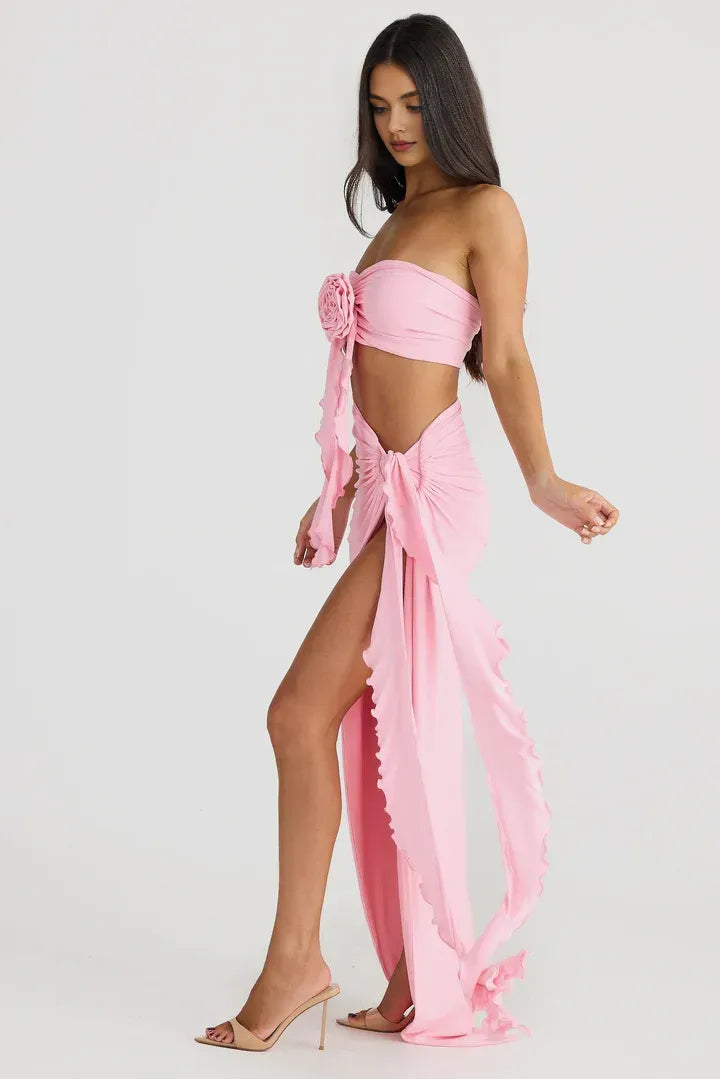Fitted Strapless Sleeveless Backless Floor-Length Prom Dress