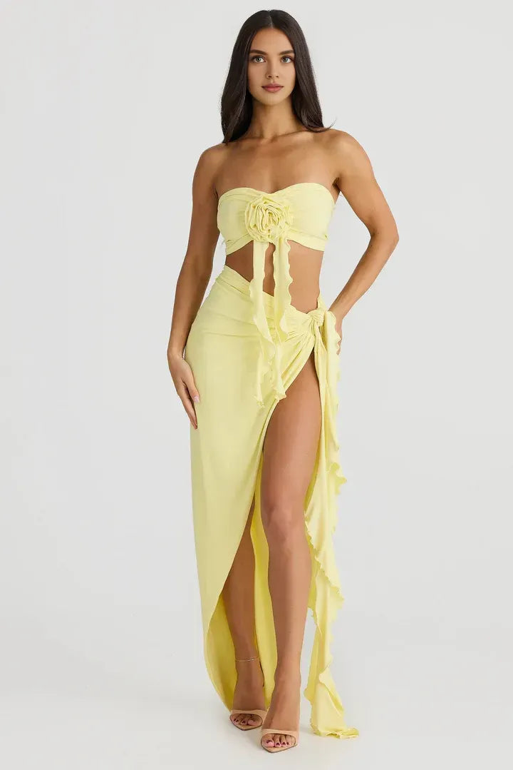 Fitted Strapless Sleeveless Backless Floor-Length Prom Dress